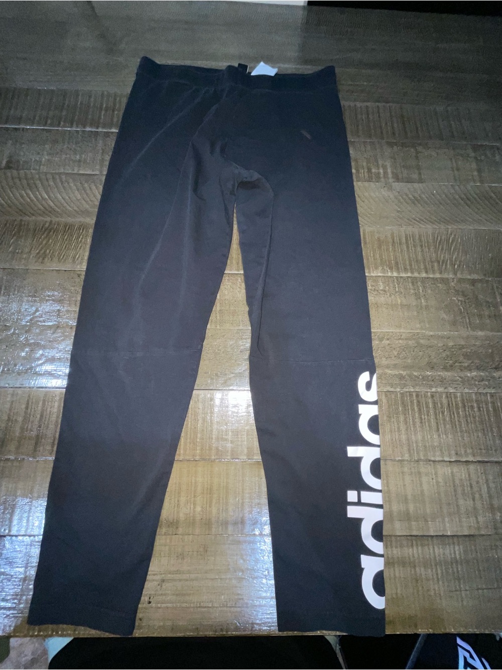 adidas Black Leggings with White Side Logo